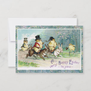 Baby Chicks on an English Hunt on Easter Morn' Invitation