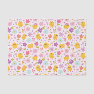 Baby Chicks Spring Florals Pattern Tissue Paper