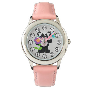 Baby Children Cute Panda Bear With Flower Watch