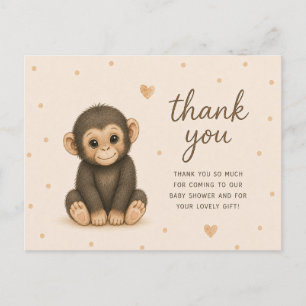 Baby Chimpanzee Baby Shower Thank You Postcard