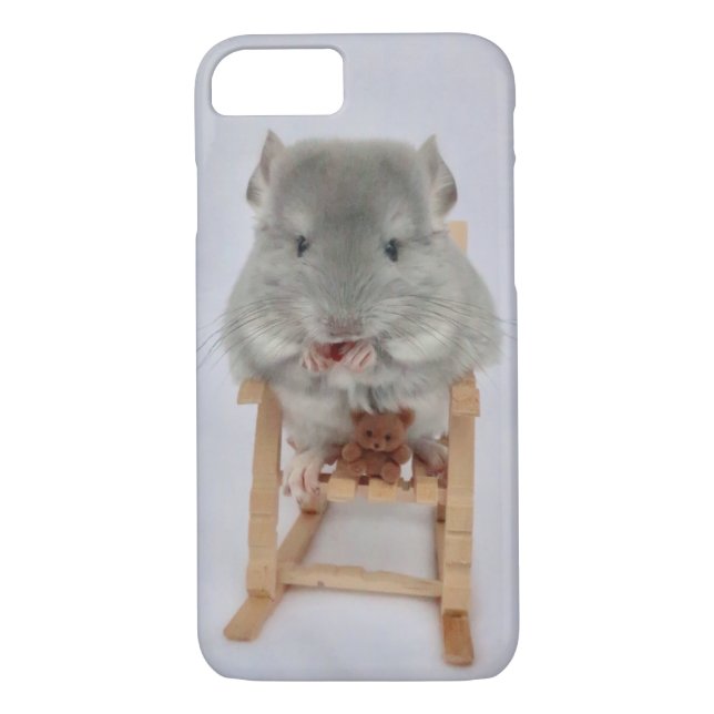 Baby chinchilla sitting in chair with teddy bear Case-Mate iPhone case (Back)