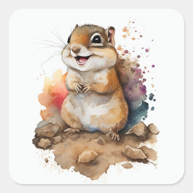 Baby Chipmunk Woodland Animal Art sticker (Front)