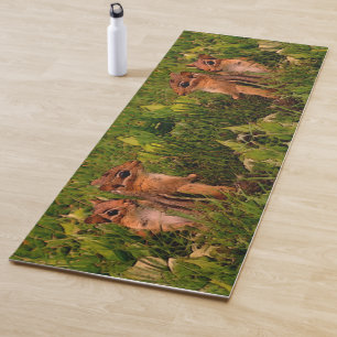 Baby Chipmunks Abstract Animal Art Yoga Mat