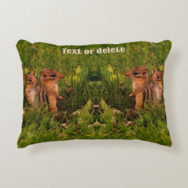 Baby Chipmunks Animal Art Personalised Decorative Cushion (Front)