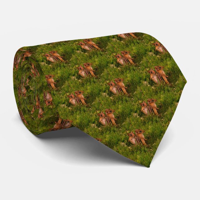 Baby Chipmunks Animal Nature Art  Tie (Rolled)