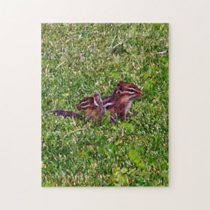 Baby Chipmunks First Day #4 Animal Art Jigsaw Puzzle