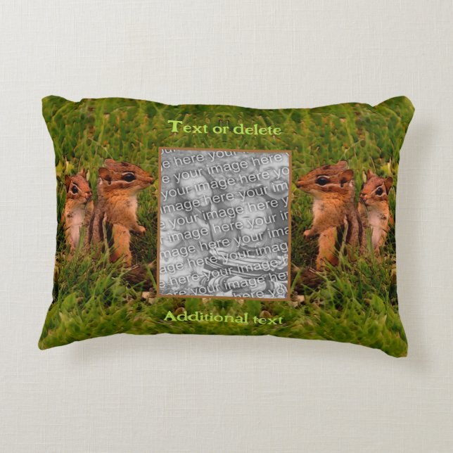Baby Chipmunks Frame Create Your Own Photo Decorative Cushion (Back)
