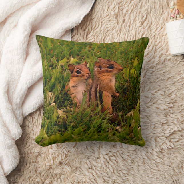 Baby Chipmunks Nature Art  Cushion (Blanket)
