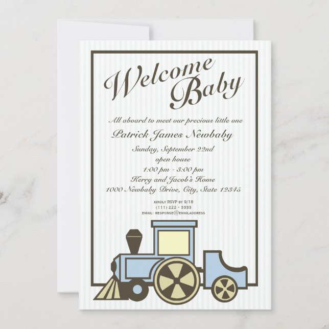 Baby Choo Choo Train Open House Invitation (Front)