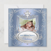Baby Christening Baptism Boy Blue Silver Cross