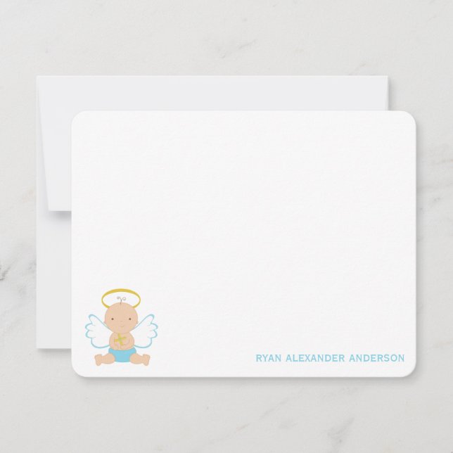Baby Christening Flat Thank You Notes Invitation (Front)