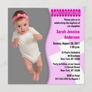 Baby Christening Invitation Girl Curve