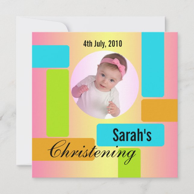 Baby Christening Invitation Multicolor (Front)