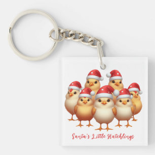 Baby Christmas Chickens, Santa's Little Hatchlings Key Ring