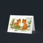 Baby Christmas Foxes And Bird With Holly Holiday Card<br><div class="desc">Baby Christmas Foxes And Bird With Holly.</div>