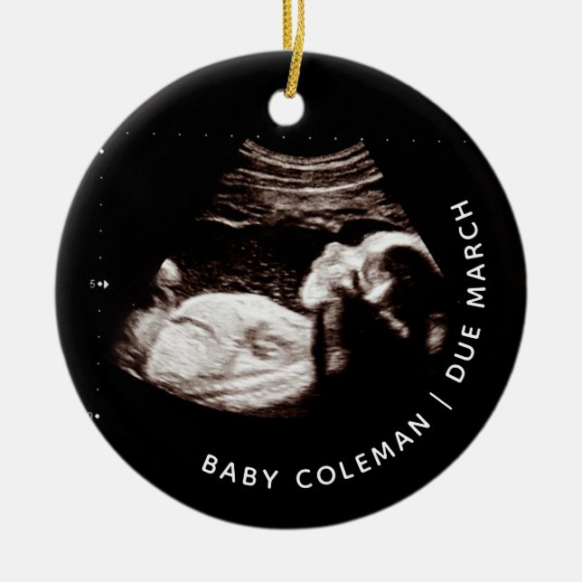 Baby Christmas Pregnancy Coming Soon Photo Ceramic Tree Decoration (Front)