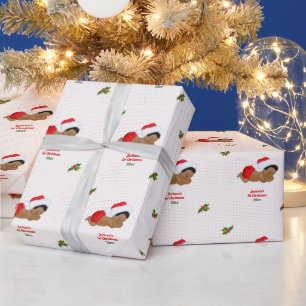 Baby  Christmas Red Santa Hat Dot Wrapping Paper