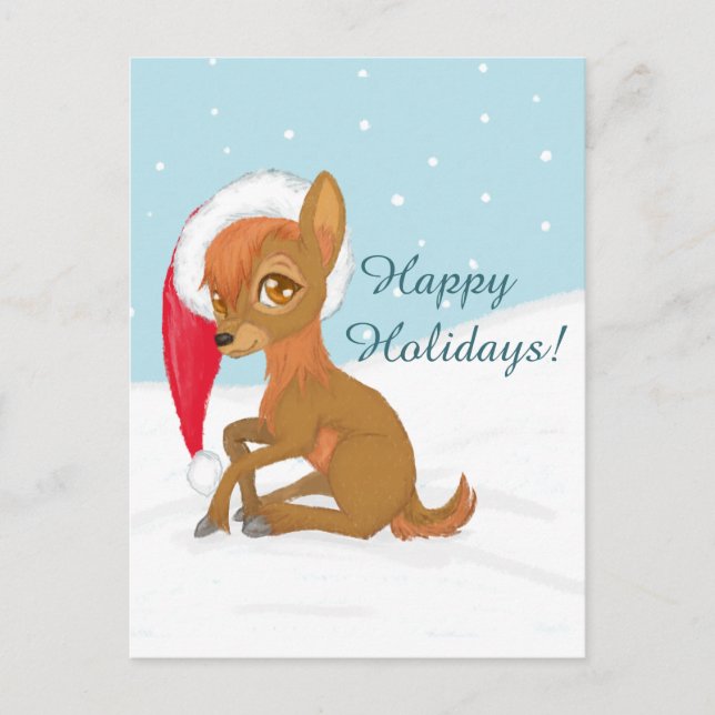 Baby Christmas Reindeer Holiday Postcard (Front)