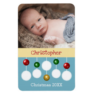 Baby Christmas year keepsake blue photo Magnet