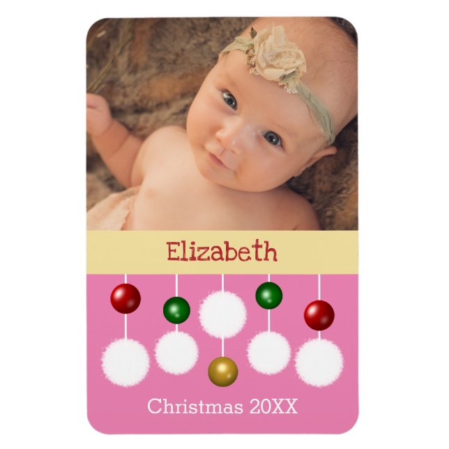 Baby Christmas year keepsake pink photo Magnet (Vertical)