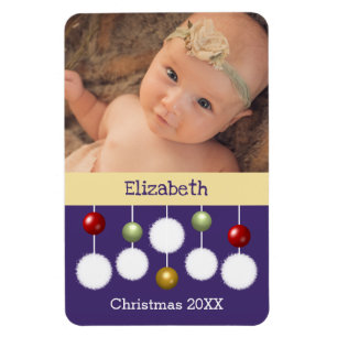 Baby Christmas year keepsake purple photo Magnet