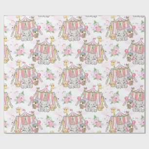 Baby Circus Elephant Tent Wrapping Paper