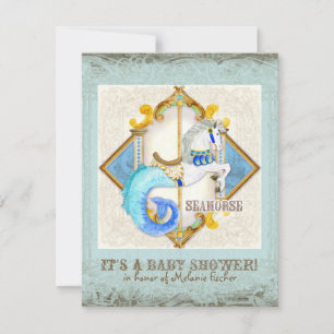 Baby Circus Fantasy Seahorse Carousel Vintage Invitation