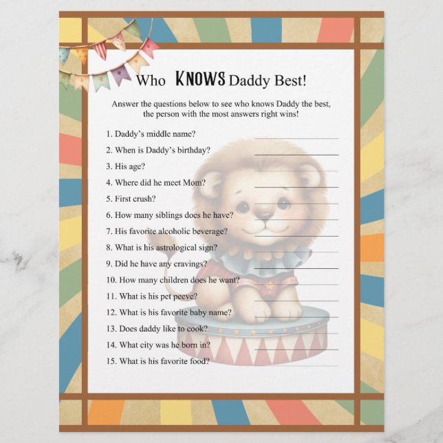Baby Circus_  Knows Daddy Best Game Custom Letterhead (Front)