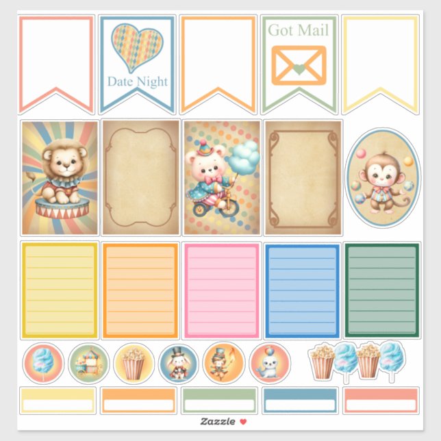 Baby Circus Planner Stickers (Sheet)