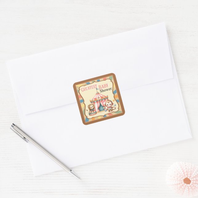 Baby Circus Square Sticker (Envelope)
