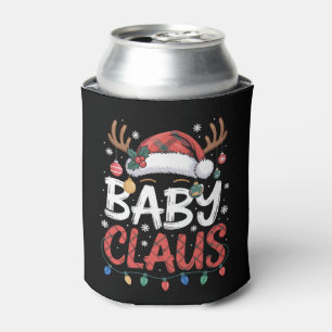 Baby Claus Christmas Santa Hat Antlers Xmas Lights Can Cooler