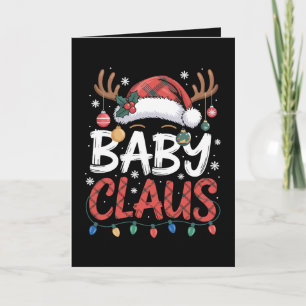 Baby Claus Christmas Santa Hat Antlers Xmas Lights Card