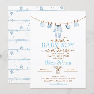 Baby Clothes Baby Shower Invitation - Blue