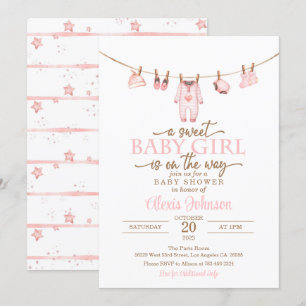 Baby Clothes Baby Shower Invitation - Pink
