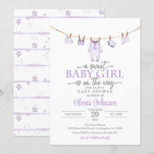 Baby Clothes Baby Shower Invitation - Purple
