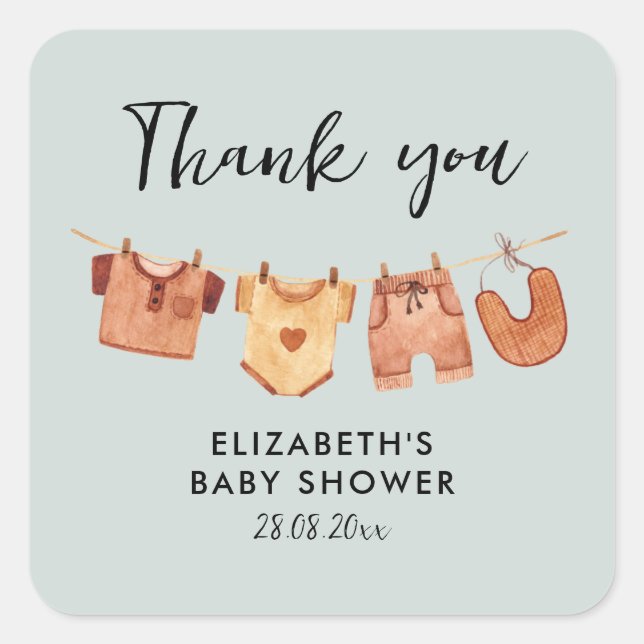  Baby Clothes Baby Shower Thank You  Square Sticker (Front)