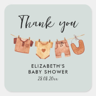  Baby Clothes Baby Shower Thank You  Square Sticker