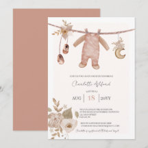 Baby Clothes Boho Neutral Baby Shower Invitation