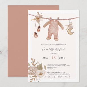Baby Clothes Boho Neutral Baby Shower Invitation