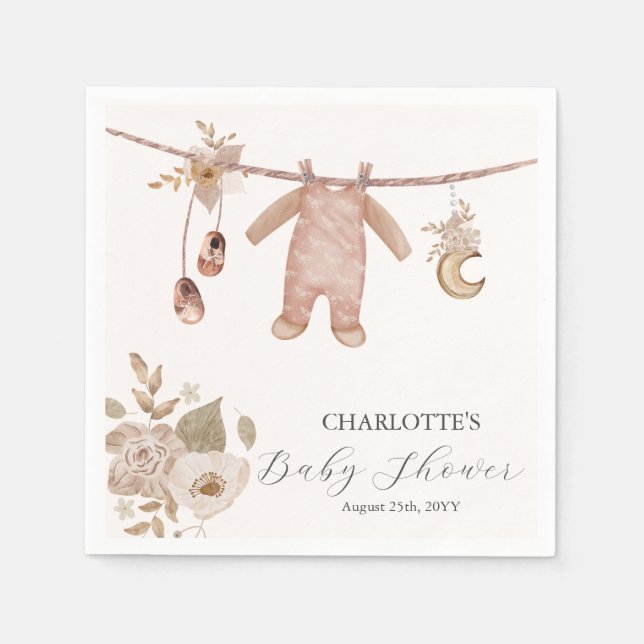 Baby Clothes Boho Neutral Baby Shower Napkin (Front)