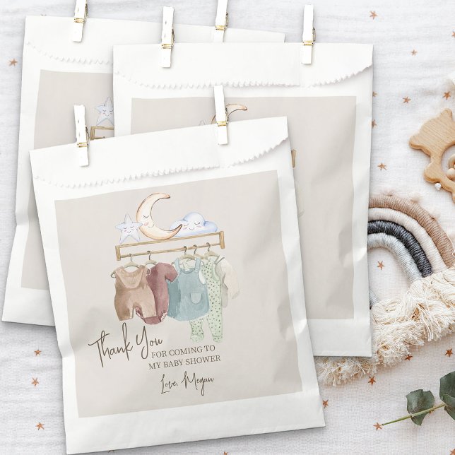 Baby Clothes Boho Nursery Theme Thank You Favour Bags (Baby Clothes favor bags from my Boho Nursery baby shower Collection)