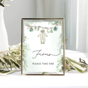 Baby Clothes Boho Sage Green Baby Shower Favours Poster