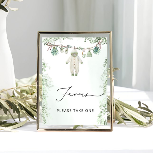 Baby Clothes Boho Sage Green Baby Shower Favours Poster (Creator Uploaded)
