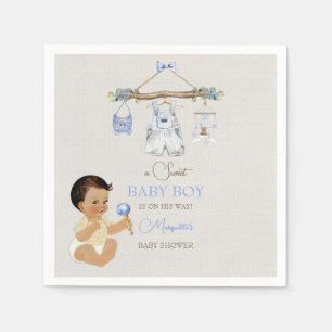 Baby Clothes Boy Baby Shower Ivory Blue Napkin