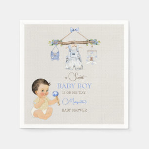 Baby Clothes Boy Baby Shower Ivory Blue Napkin