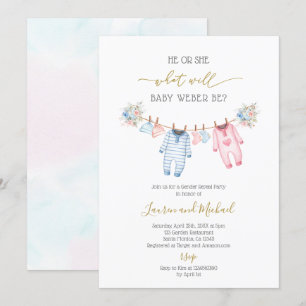 Baby Clothes Gender Reveal Invitation