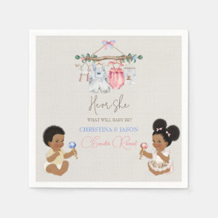 Baby Clothes Gender Reveal Ivory Pink Blue Napkin