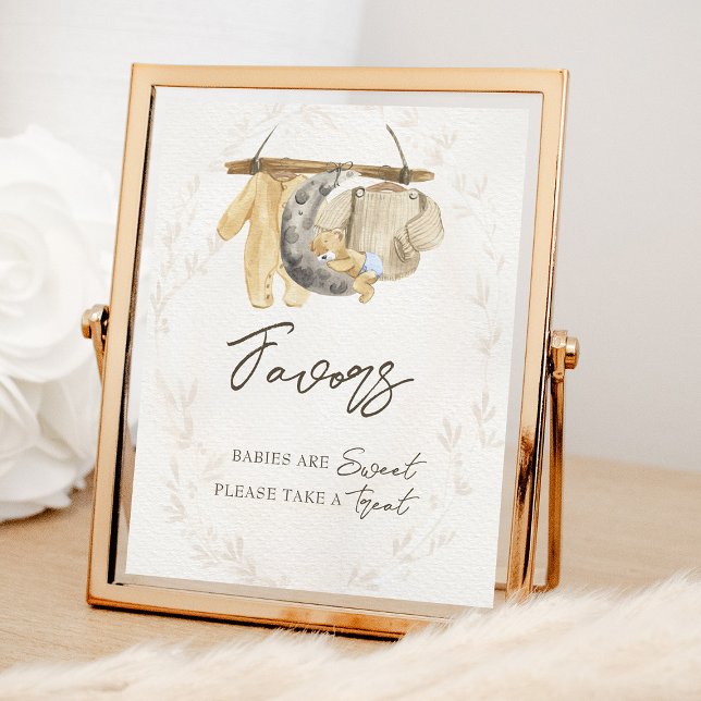 Baby Clothes Neutral Baby Shower Take a Treat Poster (Favors Table Sign - from my Baby Clothes Baby Shower Collection)