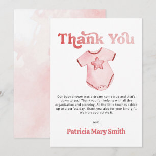 Baby Clothes Pink Girl Baby Shower Thank You Card
