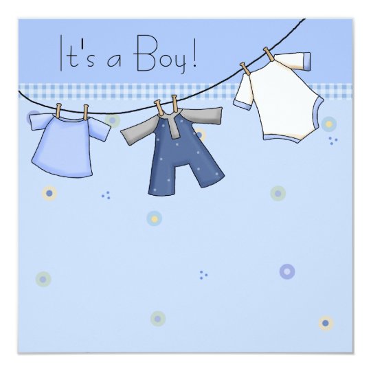 Baby Clothesline Baby Boy Clothesline Baby Shower Card Zazzle.co.uk